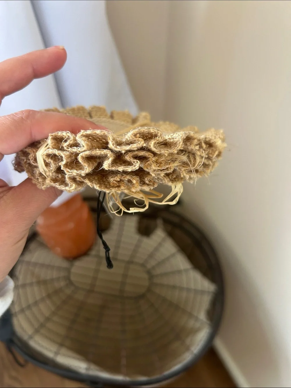 Pier 1 Natural Burlap Coasters with Raffia Trim